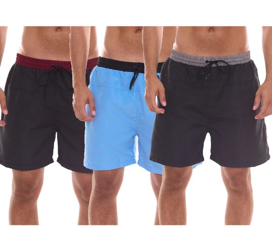 urban ace men's swim shorts, quick-drying swim shorts with drawstring without inner briefs, blue, black/red or black/gray