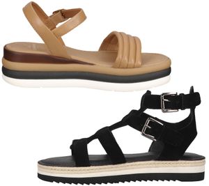 SANSIBAR Sandalia de mujer zapatos de piel auténtica sandalias de verano negro o marrón claro