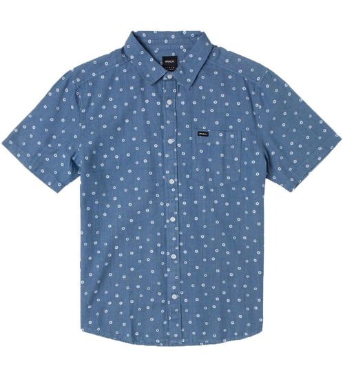 RVCA HARBOR chemise à manches courtes pour hommes chemise en coton chemise d'été avec imprimé all-over C1SHRZ RVP2 4879 bleu