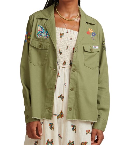RVCA X Melisssa Grisancich Saigon Giacca camicia da donna con camicetta con orlo grezzo Z3JKRMRVF1 Verde