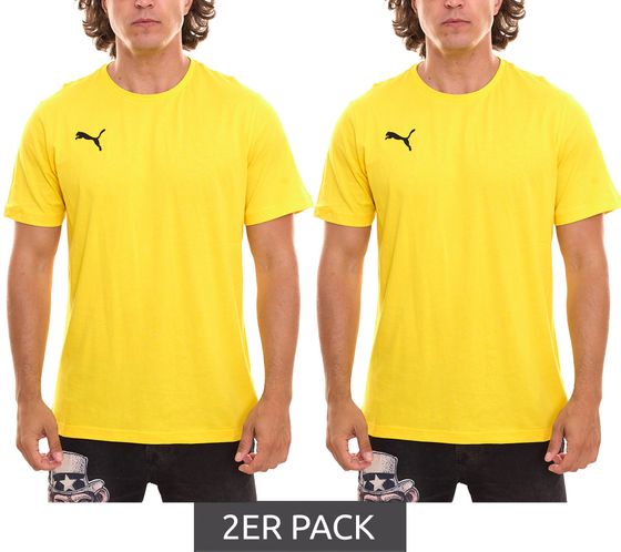 Confezione da 2 T-shirt PUMA TeamGoal 23 Casual da uomo con stampa logo Maglia in cotone Calcio 656578 07 Giallo