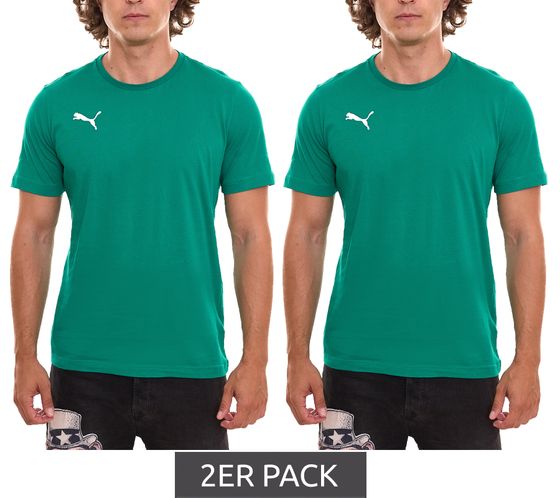 2er Pack PUMA TeamGoal 23 Casual Herren T-Shirt mit Logo-Stickerei Baumwoll-Shirt Fußball 656578 05 Grün