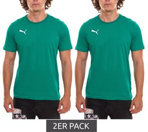 Pack of 2 PUMA TeamGoal 23 Casual Men's T-Shirt with Logo Embroidery Cotton Shirt Football 656578 05 Green