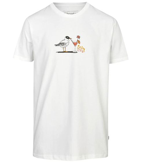 T-shirt homme Cleptomanicx Palm Fizz chemise en coton à la mode avec imprimé mouette CXTSPALM blanc