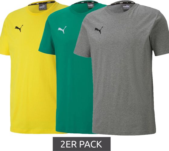 Pack de 2 Camisetas PUMA TeamGoal 23 Casual para Hombre con Logo Bordado Camiseta de algodón Fútbol 656578 Gris, Amarillo o Verde