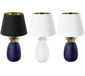 NAVARIS Lámpara de mesa con diseño de piña Lámpara decorativa de cerámica de 40 cm de altura con rosca E27 dorado/morado/blanco/negro