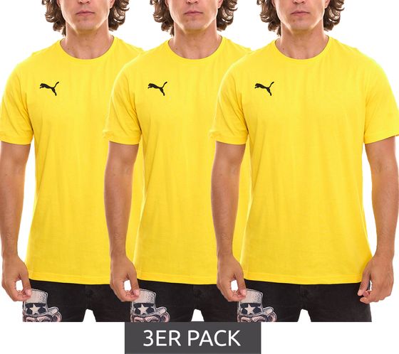 3er Pack Puma TeamGOAL 23 Casual Herren Baumwoll-Shirt mit Logo-Stickerei schlichtes T-Shirts 656578 07 Gelb