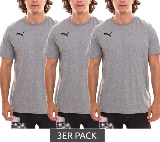 3er Pack Puma TeamGOAL 23 Casual Herren Baumwoll-Shirt mit Logo-Stickerei schlichtes T-Shirts 656578 33 3 Grau