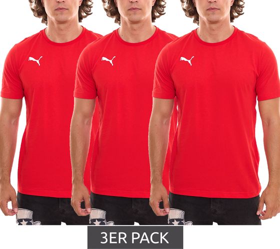 Pack de 3 chemises décontractées en coton pour hommes Puma TeamGOAL 23 avec logo brodé, t-shirts simples 656578 01 3 rouge