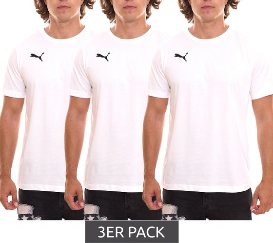 3er Pack Puma TeamGOAL 23 Casual Herren Baumwoll-Shirt mit Logo-Stickerei schlichtes T-Shirts 656578 04 3 Weiß