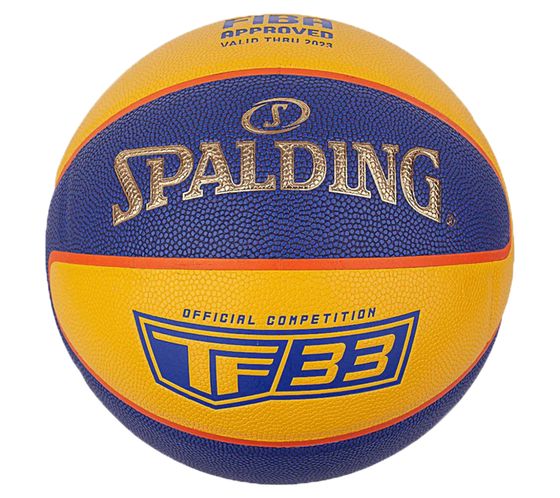 SPALDING TF 33 Gold Composite Balón de baloncesto Talla 6 Equipamiento deportivo Amarillo/Azul/Oro