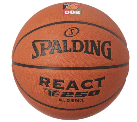 SPALDING REACT TF 250 Pallacanestro Taglia 6 Attrezzatura sportiva con logo DBB Marrone/Nero