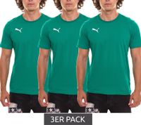 Pack de 3 chemises décontractées en coton pour hommes Puma TeamGOAL 23 avec logo brodé, t-shirts simples en rouge, gris, vert, blanc ou bleu clair