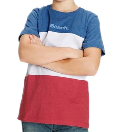 Bench. Chemise en coton pour enfants, chemise à manches courtes avec inscription de la marque 88463242 bleu/rouge/blanc