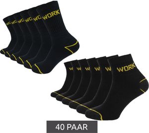 40 pairs of GRIPWOOL work socks, cotton socks, work socks, sneaker socks or crew socks, black