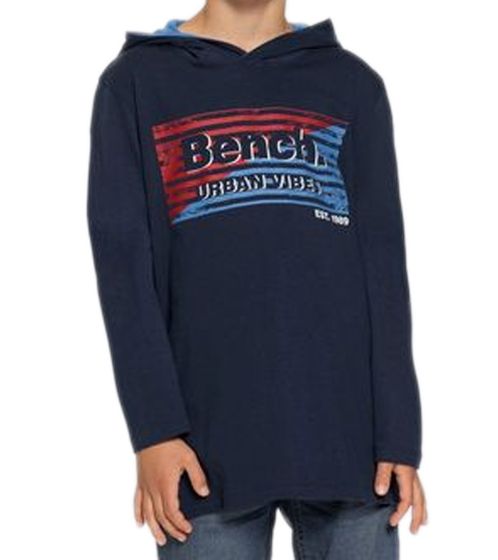 Bench. Jersey infantil de algodón con capucha y camisa de manga larga con estampado frontal grande 17872346 azul/rojo