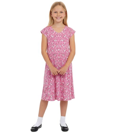 KIDSWORLD girls' summer dress with all-over floral print, round neck dress 52543308 pink