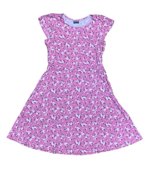 KIDSWORLD Vestido de verano para niña con estampado integral de flores y cuello redondo 52543308 rosa