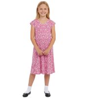 KIDSWORLD girls' summer dress with all-over floral print, round neck dress 52543308 pink KIDSWORLD girls' summer dress with all-over floral print, round neck dress 52543308 pink
