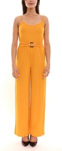 melrose women's jumpsuit sleeveless overall with attached belt in palazzo style 54350202 orange
