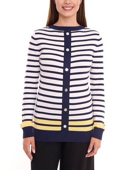 DELMAO chemise manches longues femme sweat col rond rayé 16256460 bleu/blanc