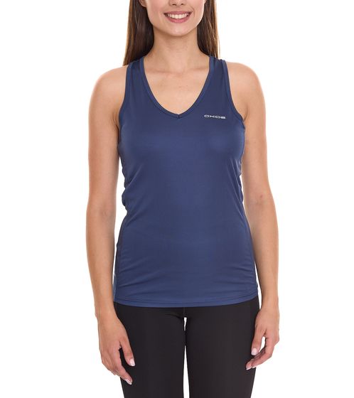 OXIDE top sportivo da donna top estivo con logo sul petto canotta attrezzatura sportiva 7456021 blu scuro