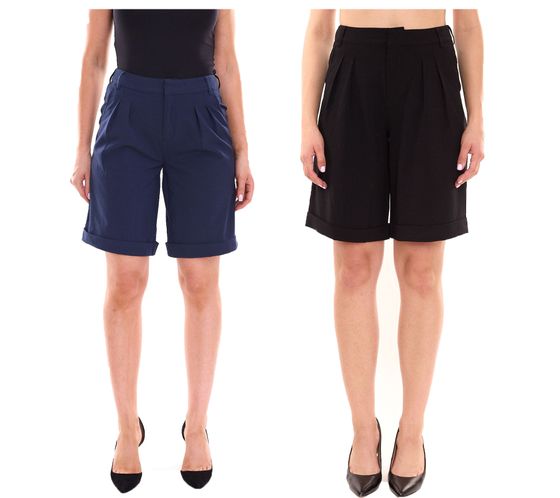 AjC short de costume femme, short élégant, bermuda mode noir ou bleu foncé