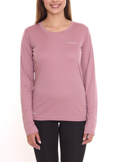 OXIDE women's sports sweater thin long sleeve with small front print sports equipment 7457185 Pink