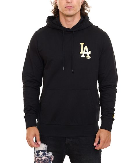 NEW ERA LOS ANGELES DODGERS Felpa da uomo in cotone con cappuccio Pullover con cappuccio 12590871 Nero/Oro