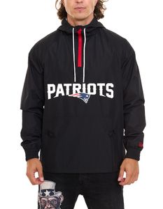 NEW ERA NFL OVERLAP LOGO Veste coupe-vent à capuche Patriots pour hommes 12590400 Noir/Rouge