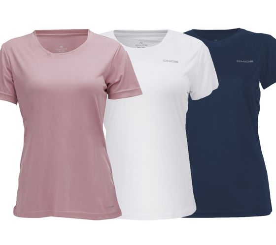 OXIDE XCO T-shirt da allenamento da donna con maglia funzionale X-Cool con logo sul petto 7455020 Rosa antico, blu o bianco