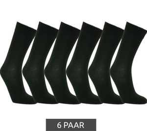 6 pares de medias de algodón estilo TRUE con cinturilla cómoda, calcetines de negocios sostenibles en estilo tripulación negro