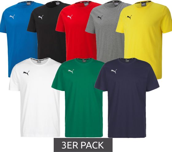 Pack de 3 Puma TeamGOAL 23 Chemise décontractée en coton pour hommes avec logo brodé, T-shirt simple 656578 chemise de sport et de loisirs