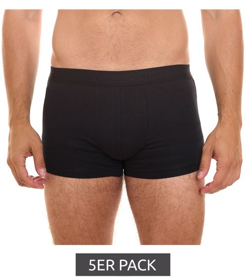 Lot de 5 UOMO Boxers Style Rétro pour Homme Sous-Vêtements en Coton OEKO-TEX Standard 100 Noir