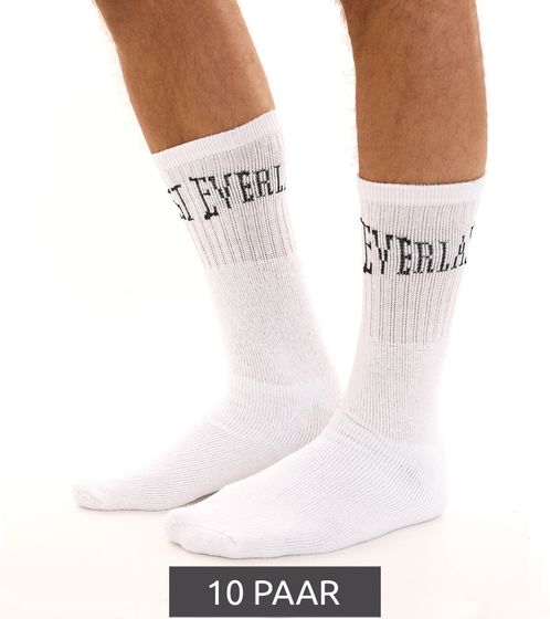 10 pares de calcetines deportivos para hombre EVERLAST con contenido de algodón, medias largas OEKO-TEX Standard 100 EVL1TENX10BL blanco