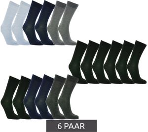 6 pares de medias de algodón estilo TRUE con cinturilla cómoda, calcetines sostenibles para mujer, calcetines para hombre en estilo tripulación azul/gris, negro/azul/gris o negro