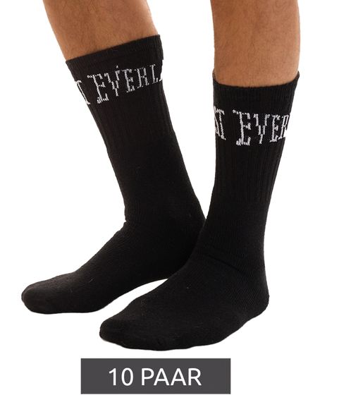 10 paires de chaussettes de sport pour hommes EVERLAST avec partie en coton, bas longs OEKO-TEX Standard 100 EVL/1/TENX10/NR noir