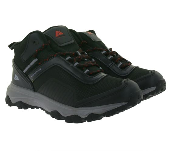 OZARK TRAIL Camp Damen und Herren wasserabweisende Leder-Schuhe Wander-Schuhe Trekking-Schuhe Outdoor-Schuhe Schwarz/Rot