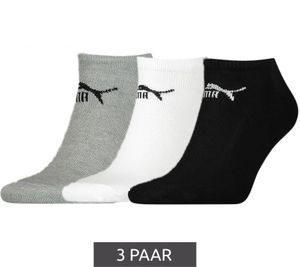 3 Paar PUMA Herren Baumwoll-Socken schlichte Sneaker-Socken Kurz-Socken Strümpfe 201103001 882 039 Schwarz/Grau/Weiß