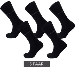 5 pairs of Pierre Cardin business socks with cotton content, elastic stockings in a value pack PC101 Black
