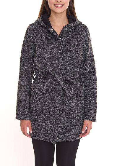 Giacca in pile da donna ALPENBLITZ con cintura da annodare, comoda giacca per le mezze stagioni realizzata in morbido pile lavorato a maglia 36348765 nero/grigio