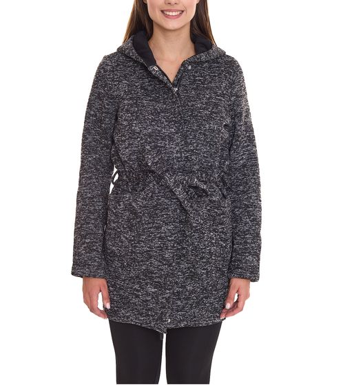 ALPENBLITZ Veste polaire pour femme avec ceinture à nouer, veste mi-saison confortable en polaire tricotée douce 36348765 noir/gris