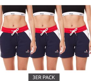 Pack de 3 pantalones deportivos de mujer DONNAY Fitness Shorty, cómodos pantalones cortos de sudor, azul/rojo/blanco