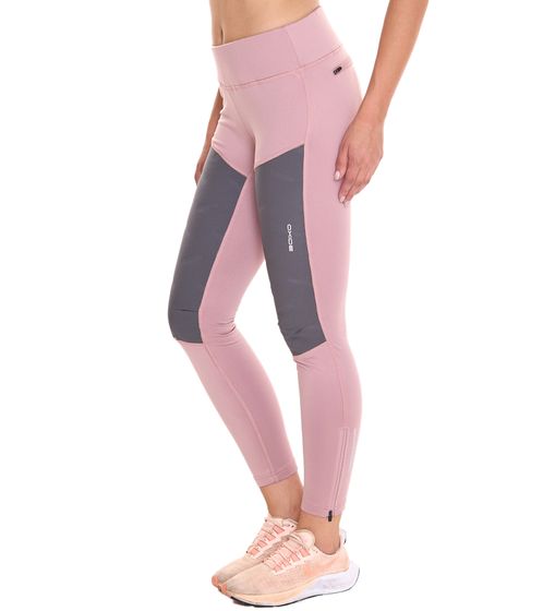 OXIDE Running Damen Winter-Leggings bequeme Sport-Hose mit 4-Wege-Stretchmaterial 7421180 Rosa/Grau