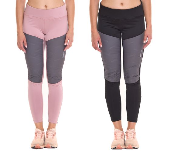 OXIDE Running Damen Winter-Leggings bequeme Sport-Hose mit 4-Wege-Stretchmaterial 7421180 Rosa/Grau oder Schwarz/Grau