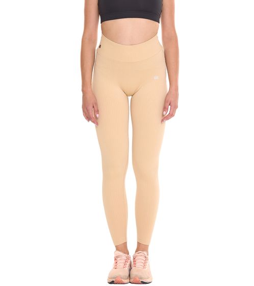 OXIDE XCO Mallas fitness de entrenamiento para mujer con aspecto de canalé, pantalón deportivo con X-Cool 7420184 beige