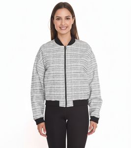 Chaqueta bomber de mujer Tamaris Atlantis chaqueta estampada de manga larga 61941649 blanco/negro Chaqueta bomber de mujer Tamaris Atlantis chaqueta estampada de manga larga 61941649 blanco/negro
