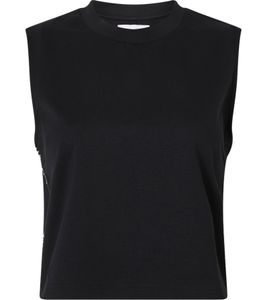 Maglietta da donna Calvin Klein senza maniche estiva con scritta del brand sul lato Taglie grandi 30353707 Nero