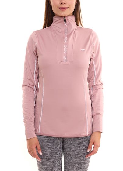 OXIDE XCO women's sports sweater with zip, thin sweater with thumb holes 7410082 pink