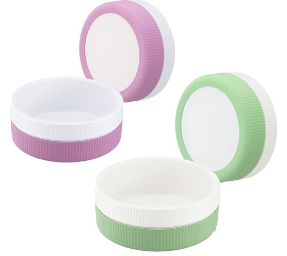 Pack de 2 comederos NAVARIS con base de silicona para perros y gatos 53411 blanco/verde o blanco/rosa